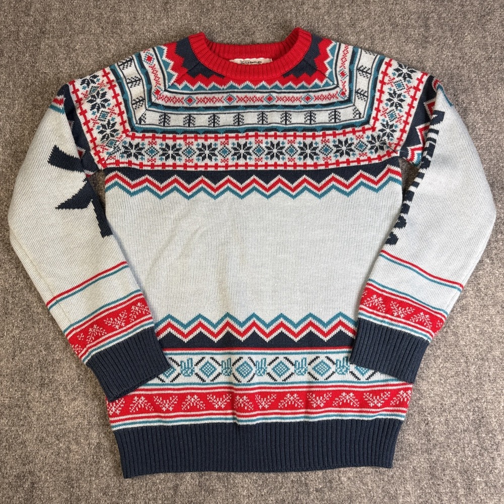 Dutch Bros Coffee Sweater Mens M Blue Fair Isle Christmas Holiday Crewneck